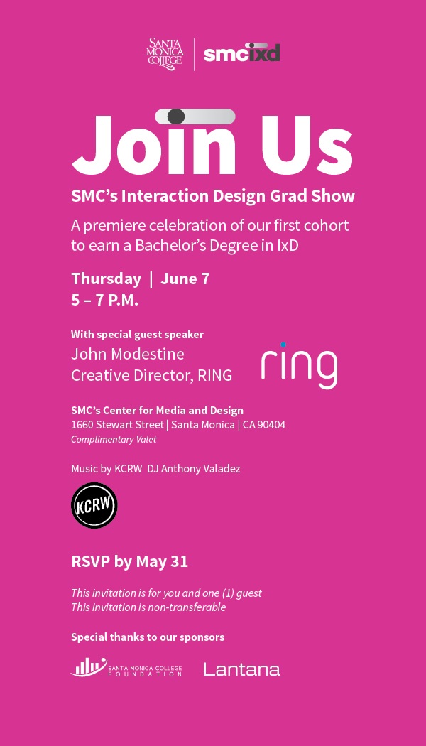 Join Us for SMC's Interaction Design Grad Show