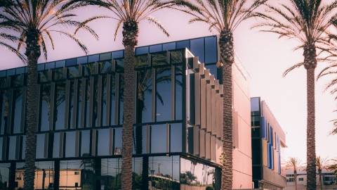 Building with sunset lighting