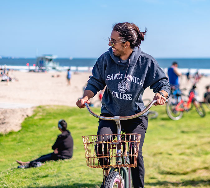 Student on bike