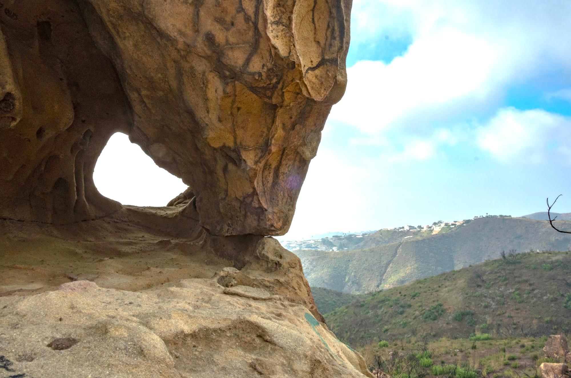 After the Palisades Fire — rock formation with mountain