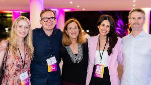 (L-R) Colleen O’Brien, SMC Foundation Board of Directors member; Oisin O’Connor, Co-Founder & CEO, Recharge; Dr. Lizzy Moore, SMC Foundation President; Luisa Sierra; and Mike Flynn, Co-Founder & CTO, Recharge. Recharge was a Visionary-level sponsor of “Launch the Future”, which raised over $166,000 towards a $175,000 fundraising goal. [Photo Credit: Keats Elliott / Santa Monica College Foundation]