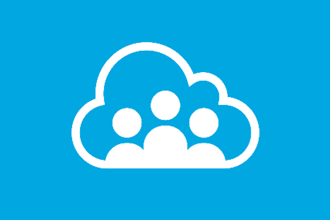 A logo comprised of 3 people within a cloud.