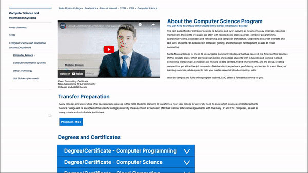 SMC Academic Major Listing & Info Redesign