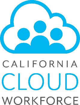 Image of a cloud , people and the words california cloud workforce