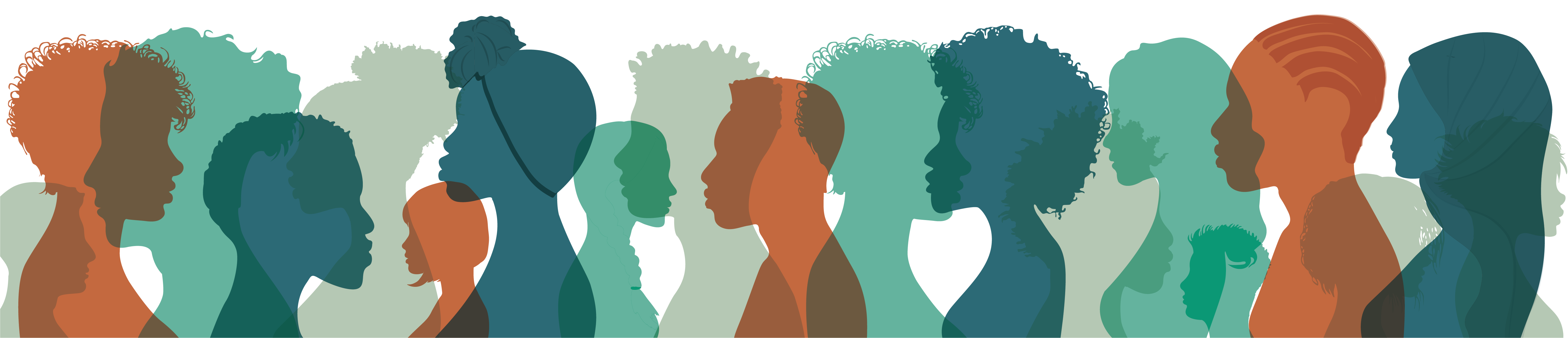 Silhouettes of diverse faces