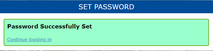 Successful password set