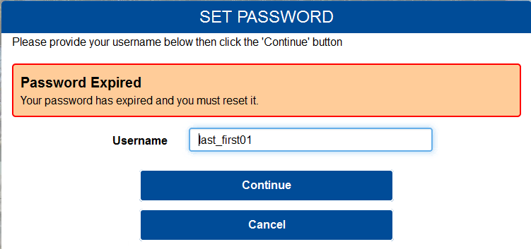 password expired screen
