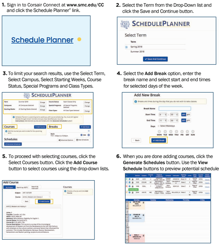 how to use schedule planner