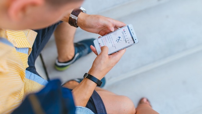 student with phone