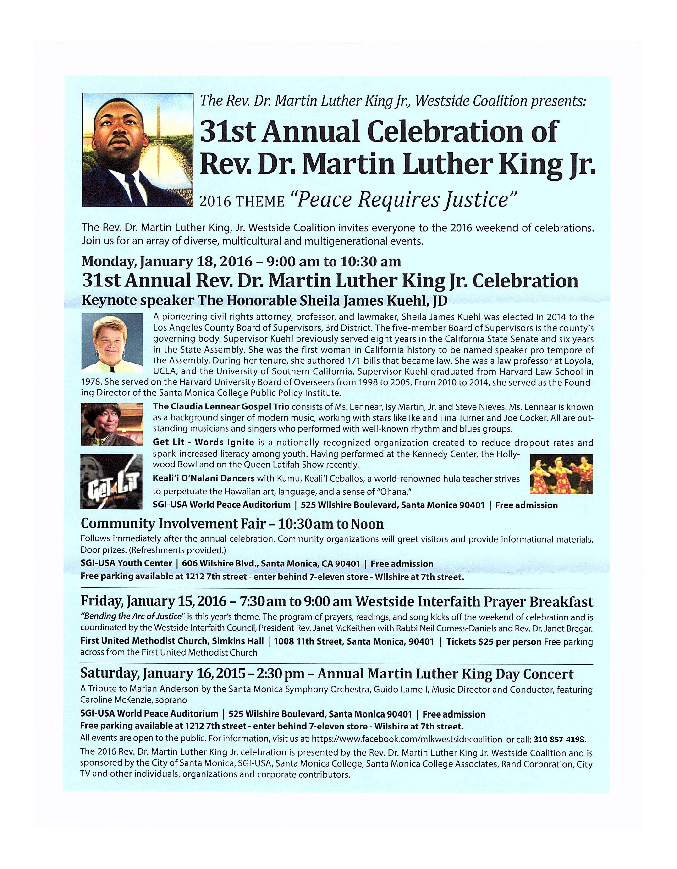 31st Annual Martin Luther King Jr Day Celebration