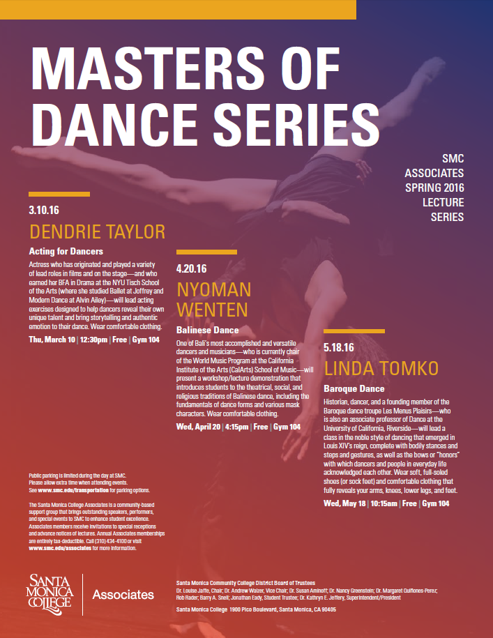 Spring 2016 - Masters of Dance Series