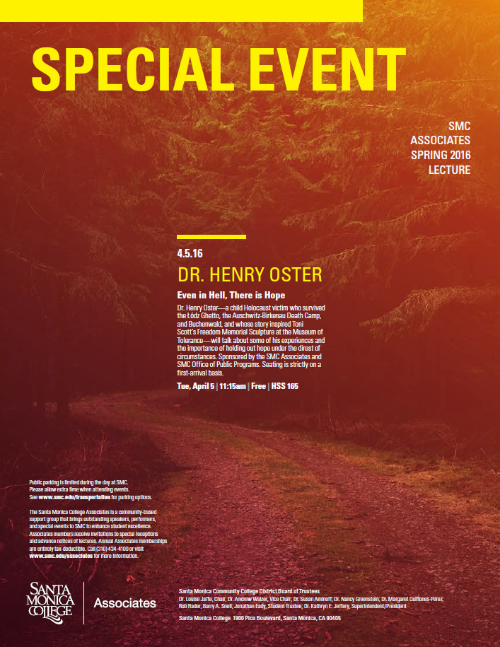 Spring 2016 - Dr Henry Oster Event