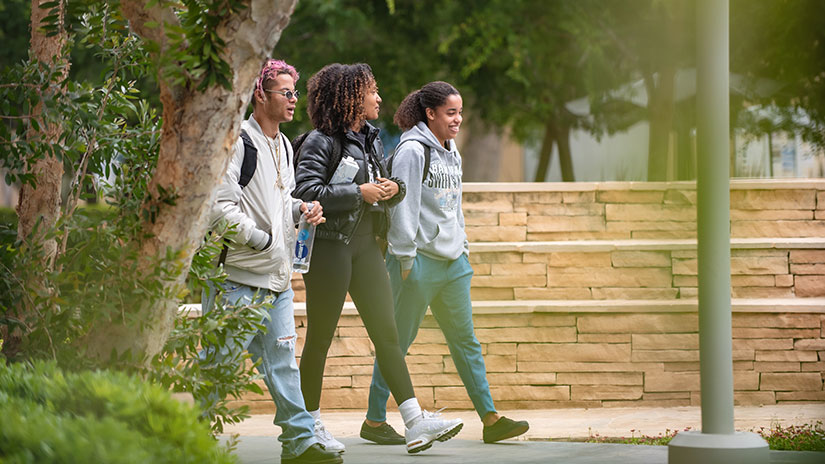 Students walking on campus