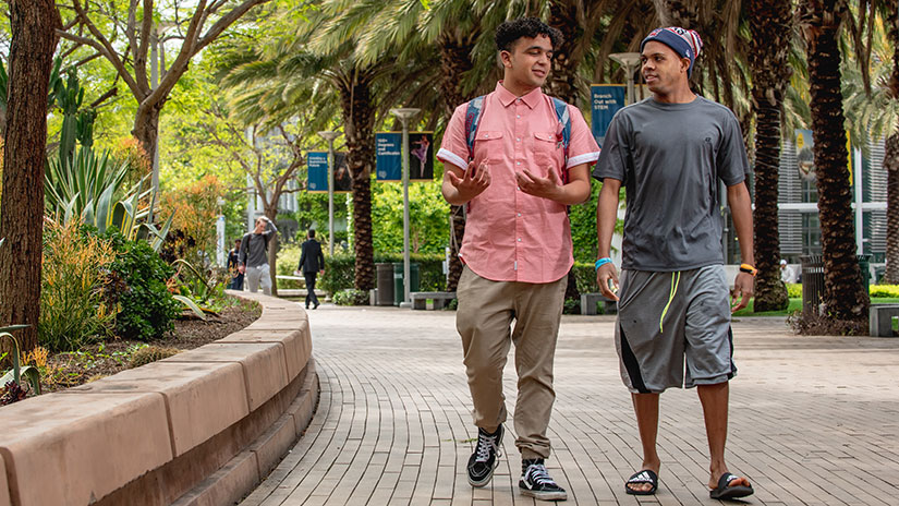 Students walking on walkway