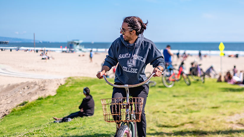 Student on bike