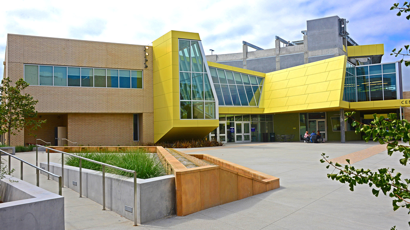 photo is of the exterior Center for Media and Design Building
