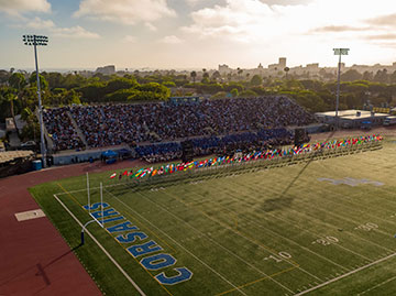 An aerial view of Corsair Field