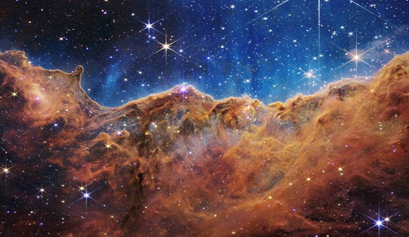 The edge of a nearby, young, star-forming region called NGC 3324 in the Carina Nebula. 