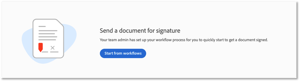 Send a document for signature window - start from workflows button