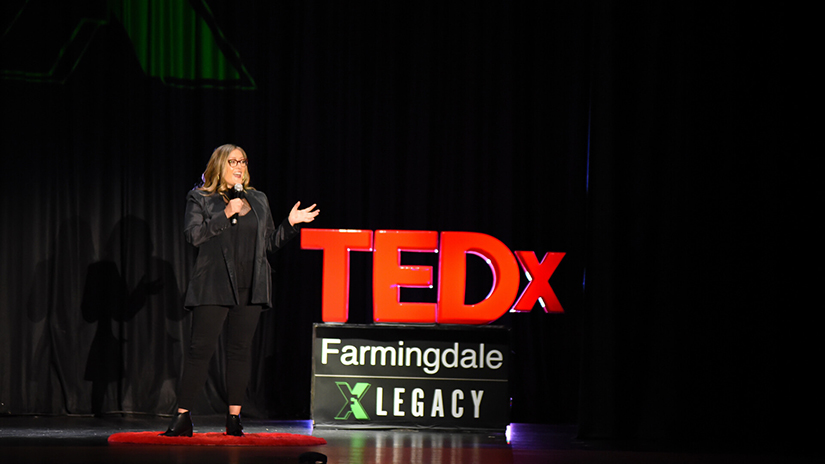 Melanie Klein delivering her TEDx Talk.