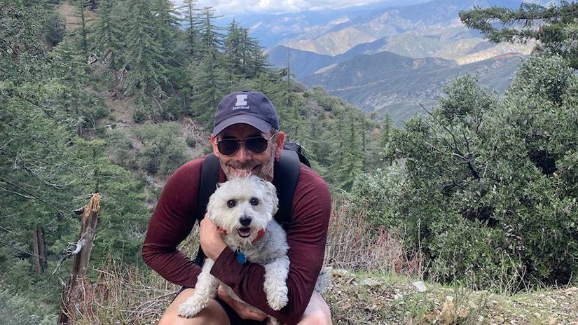 Mark Tomasic and his dog "Daisy" on a hike.