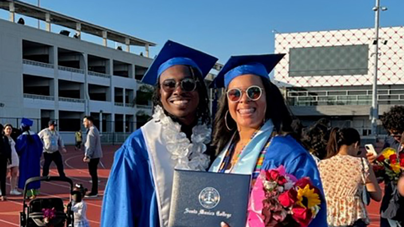 The Mitchells on Corsair Field on graduation day.