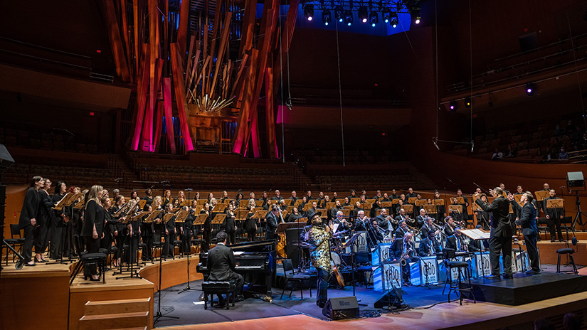 Keith Fiddmont and Janelle DeStefano with LA Master Chorale and the Clayton Hamilton Jazz Orchestra.