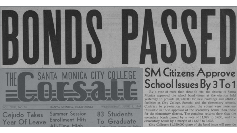 June 5, 1946, "SMC Citizens Approve School Issues by 3 to 1," from The Corsair.