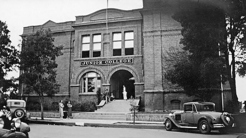 Santa Monica Junior College at Garfield. Building destroyed in the 1933 Long Beach earthquake.