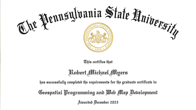 Bob Myers' graduate certificate