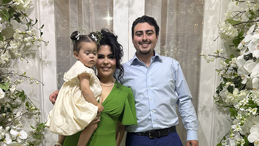 Victoria with husband Nathan and daughter Apolonia