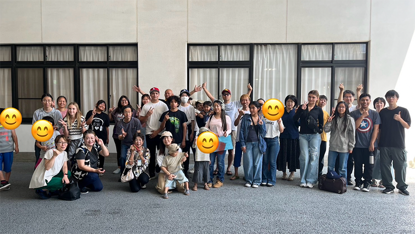 Japanese Spanish professor Nina Kato and college counselor Yurica Yamaguchi with students in Shizuoka prefecture Japan