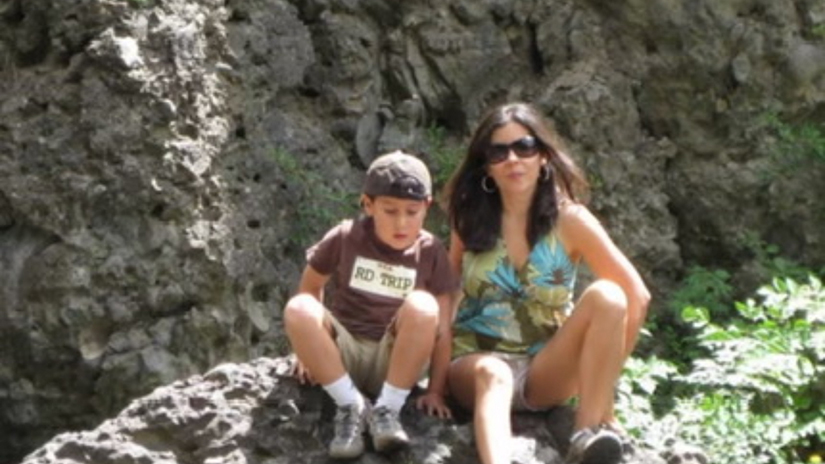 Brayden on a hike with his mom