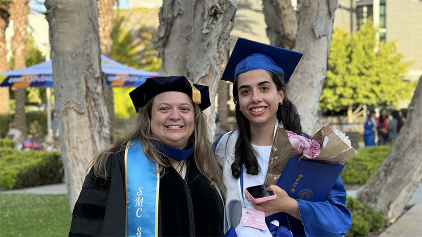 Ghazal at SMC graduation with Dr. Baker