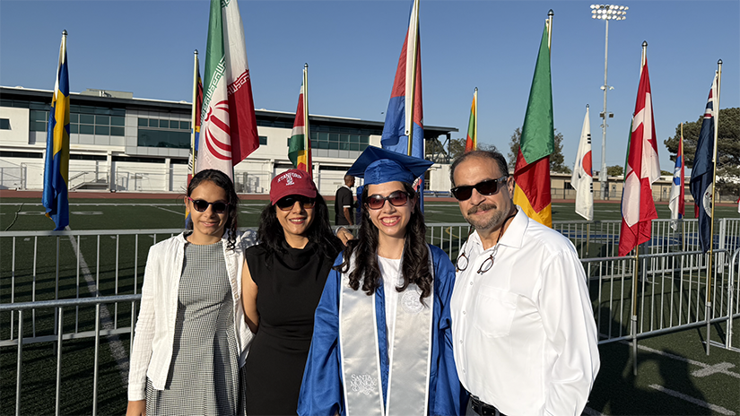 Ghazal at SMC graduation with her family