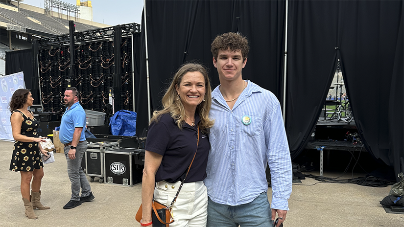 Magnus with his mom Anne Johansen at her NSF talk