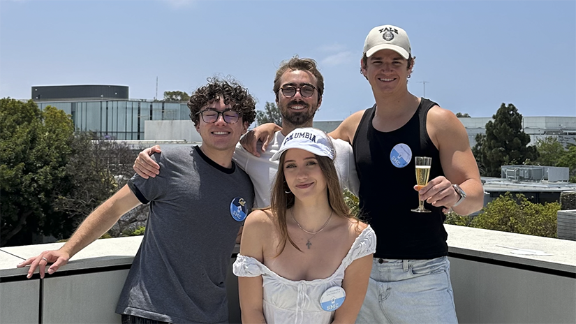 Magnus with girlfriend Paige and fellow SMC students Sammy and Declan