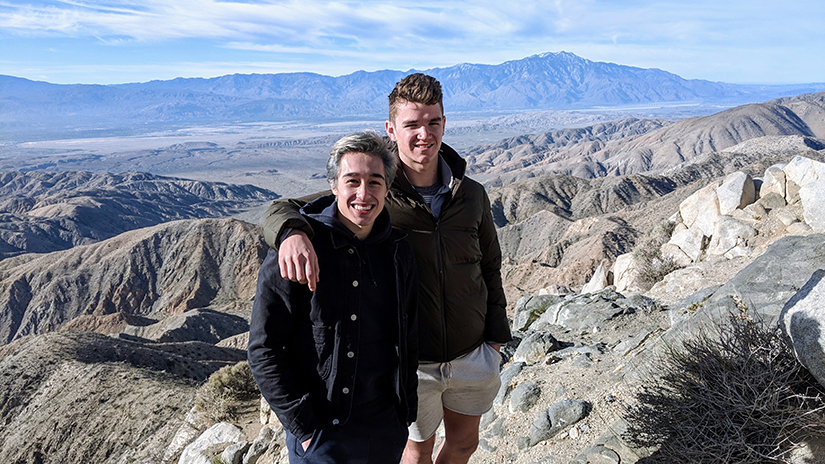 Magnus and Benjamin Heltzel hiking