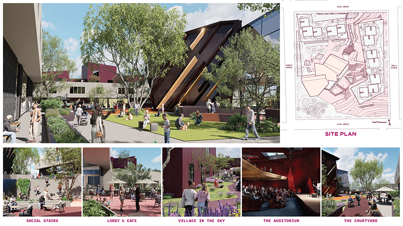 Key spatial renderings of Cadence with accompanying site plan.
