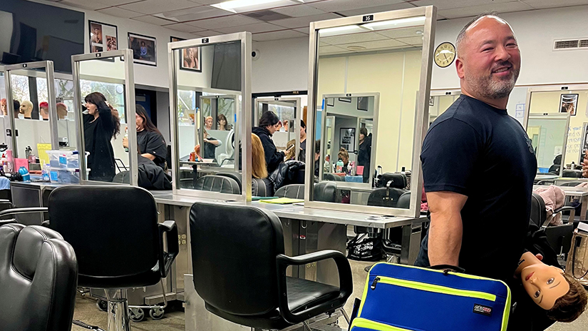 Matt with barbering paraphernalia