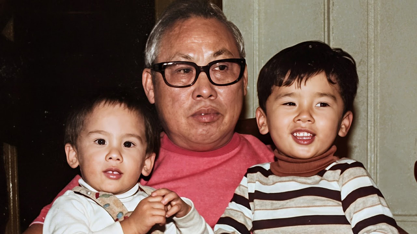 A young Matt with his dad and brother