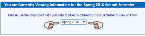 Corsair Connect website Semester Drop Down Menu indicated.