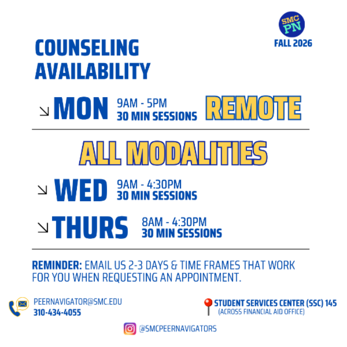 Fall Counseling Availability Fall Counseling Availability