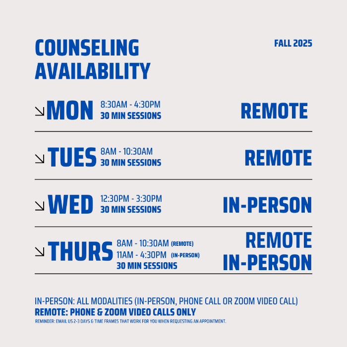 Academic Counseling Availbility Flyer
