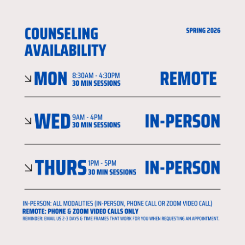 Academic Counseling Availbility Flyer