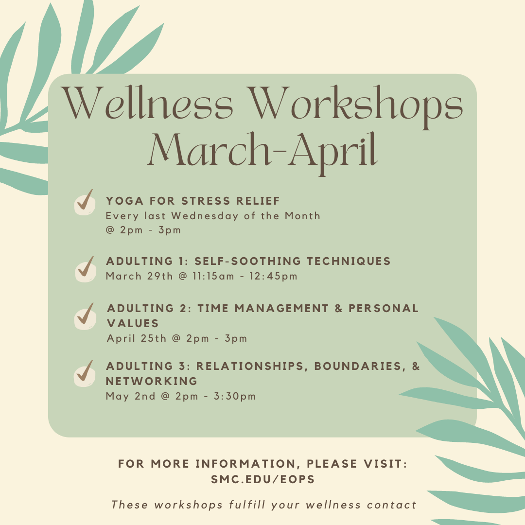 Spring 2022 Wellness Workshops