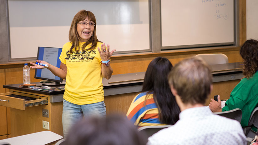 SMC Counselor talking in front of a class 