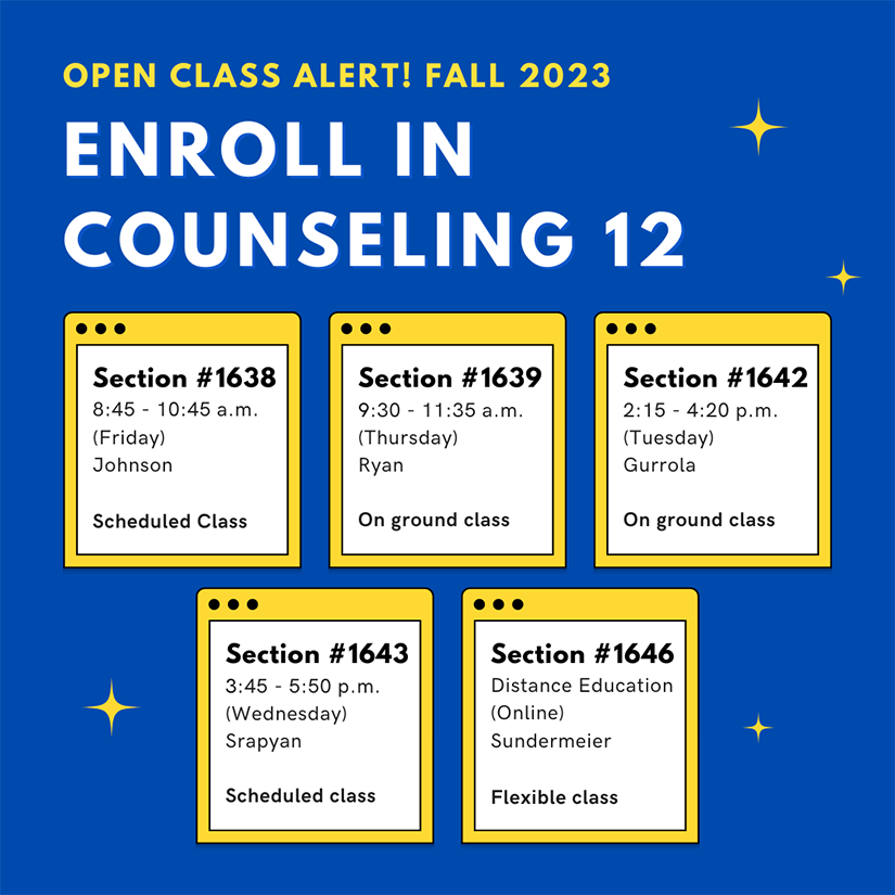 Counseling 12 list of classes