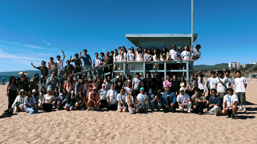 Students at the beach