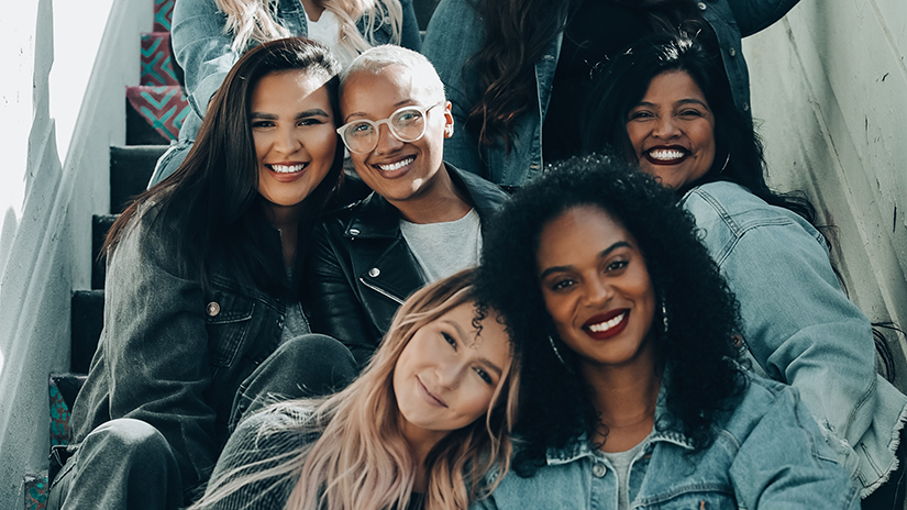 Diverse women sitting together